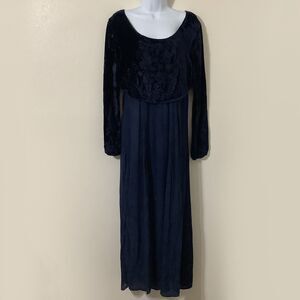 Vintage 90s Witchy Renaissance Faire Medieval Fantasy Goth Velvet Midi Dress Med